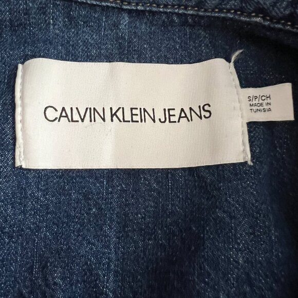 Calvin Klein Jeans Logo Patch Silver Snap Buttons Utility Shirt Women's S - Picture 9 of 13